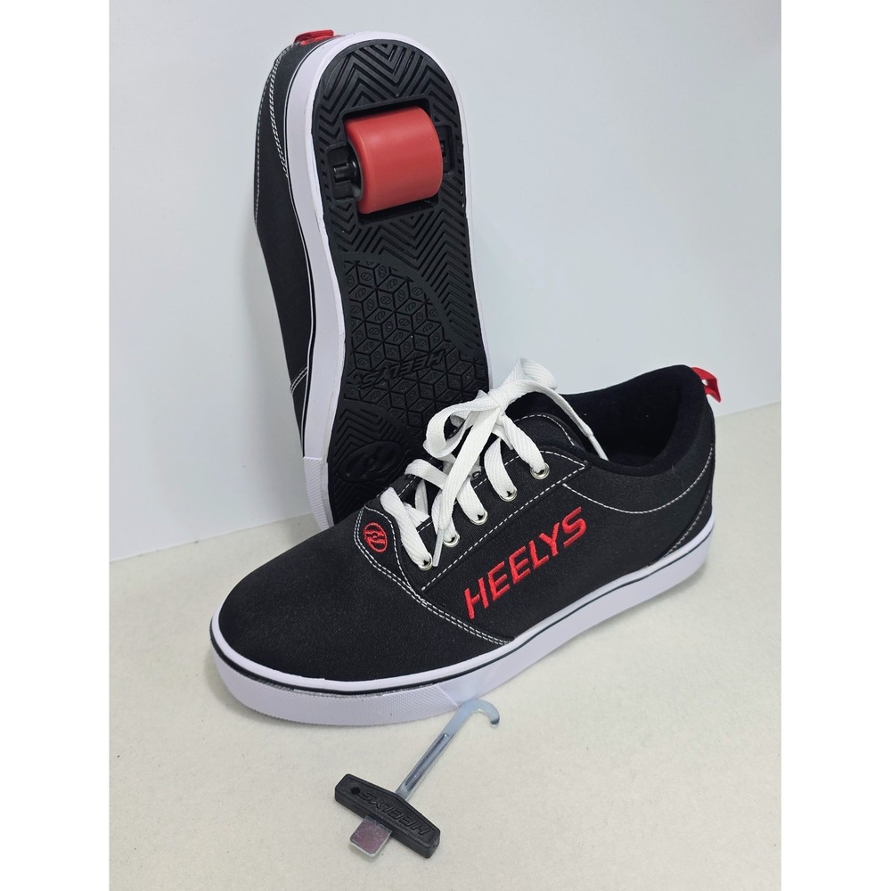 Heelys Mens 9 Launch Pro 20 Black Red LIMITED USE Canvas Wheel Shoes Sneakers